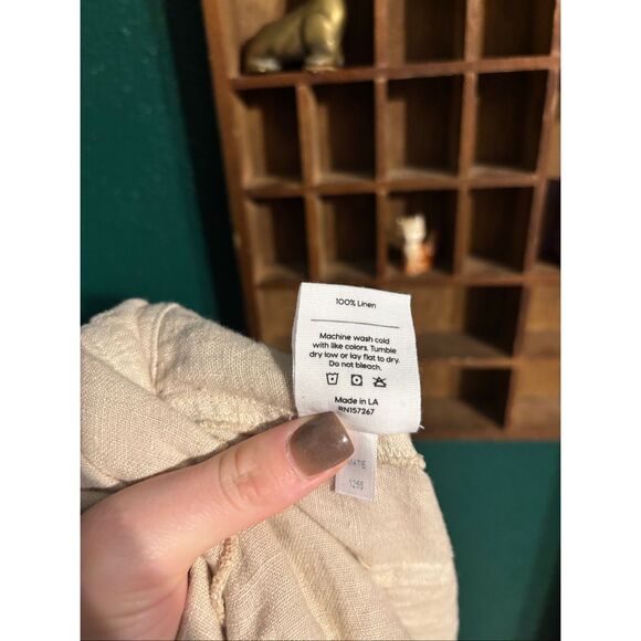 MATE 100% Organic Linen Utility Style Short Sleeve Jumpsuit in Natural XL - Picture 6 of 6